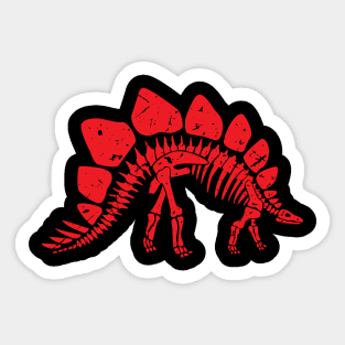 Red Distressed Stegosaurus Fossil Skeleton Sticker